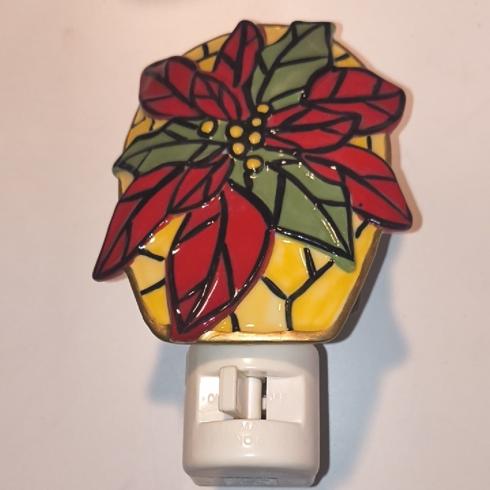 Avon Red and Green Poinsettia Night Light